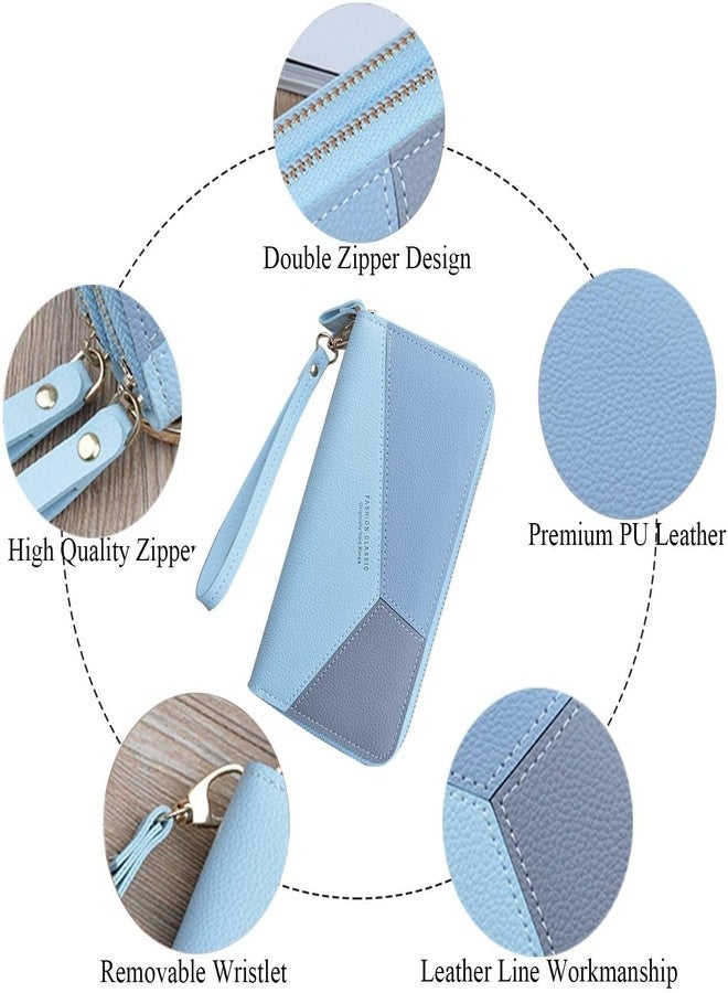 VATTU Wallets for Women PU Leather Card Holder Phone Pocket Double Zipper Coin Purse Hand Clutches for Girls Ladies - Image 2